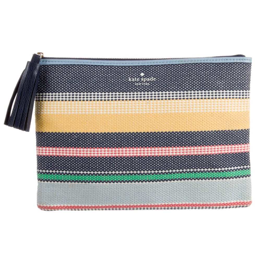 NWOT Kate Spade Ash Street Boardwalk Multi-Color Stripe Clutch